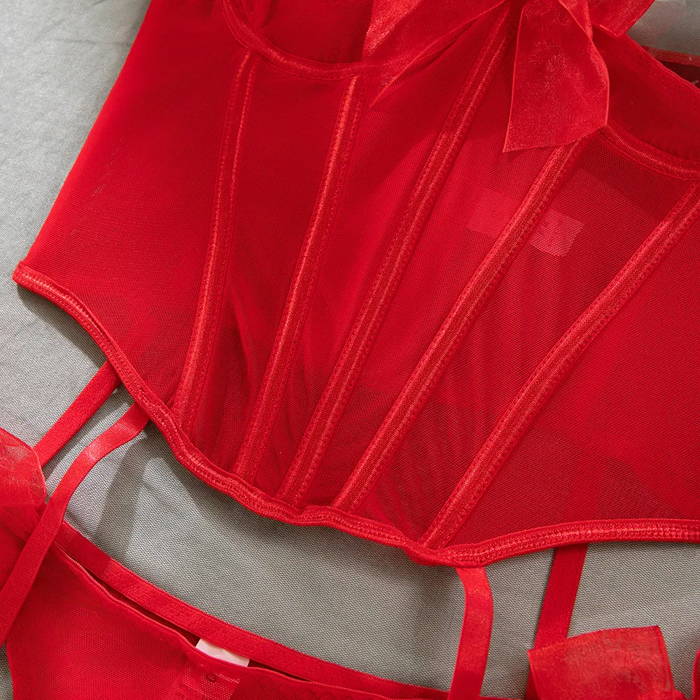 Sexy Hollow out Fishbone Underwear Set Wholesale Two Pieces Woman Lingerie
