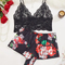 Wholesale Satin Embroidered Lace Underwear Set for Woman Sexy Short Sleeve Two-Piece Lingerie