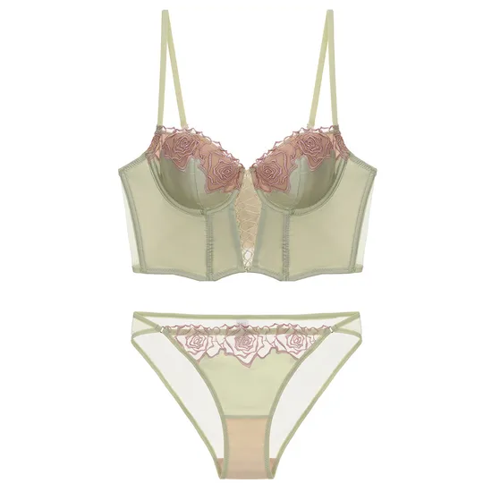 Wholesale New Style Rose Fishbone for Women Bra Set Sexy Underwear Lingerie