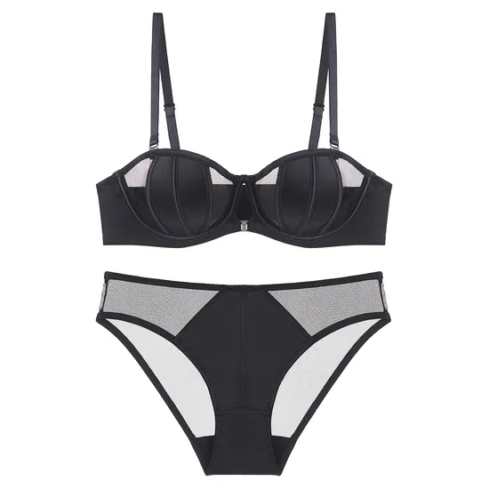 French Breathable Ultra-Thin Strapless Smooth and Seamless Women Soft Sexy Bra Set Underwear Lingerie