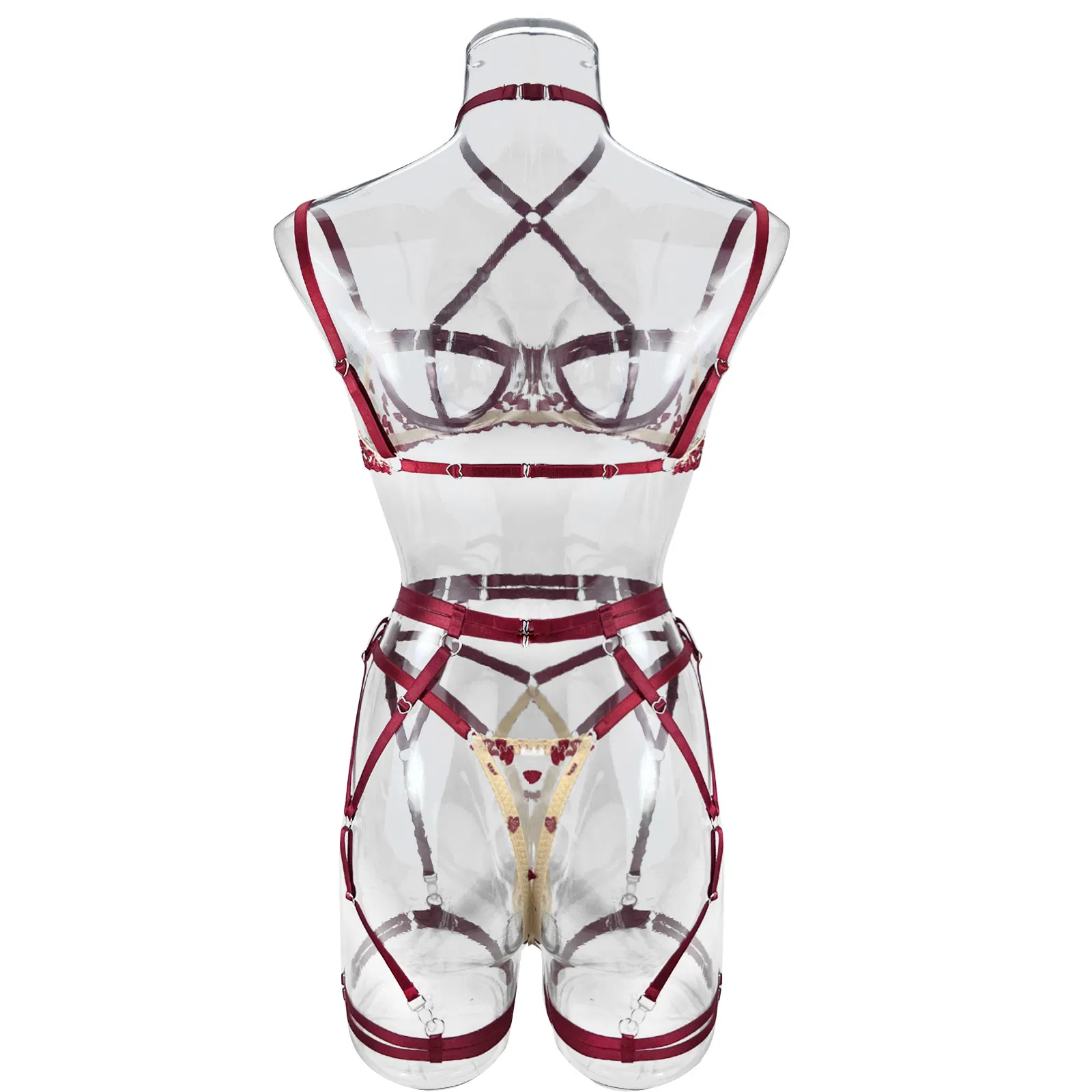 Wholesale Erotic Hollow out Transparent Underwear Set for Woman Sexy Heart-Shaped Lingerie