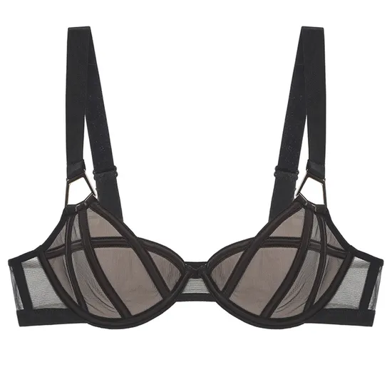 2025 Wholesale Mesh Gathering Ladies Breathable for Women Soft Bra Breathable Ultra-Thin Set Sexy Underwear Lingerie