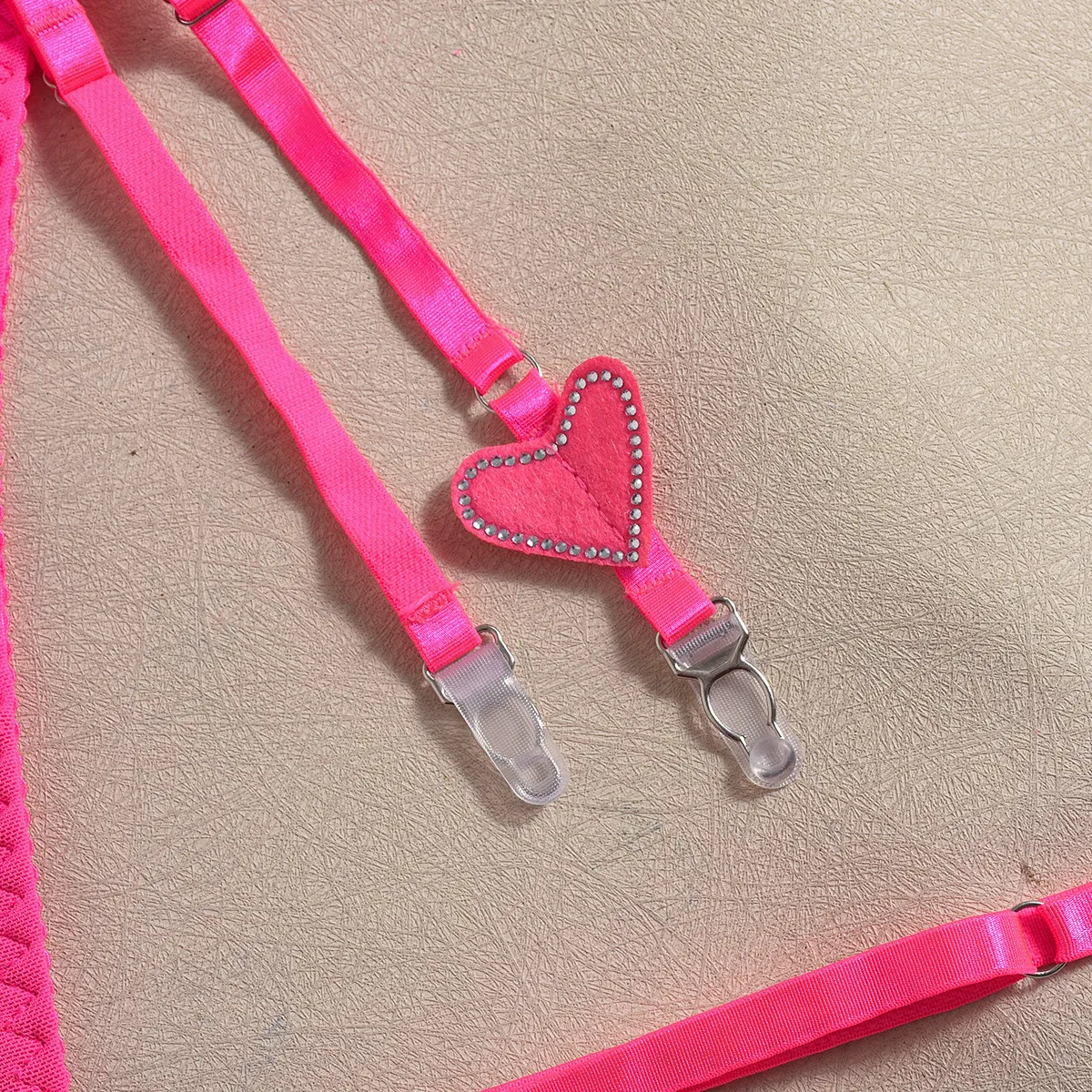 Wholesale Mesh See-Through Underwear Set for Woman Sexy Heart Shaped Rhinestone Lingerie