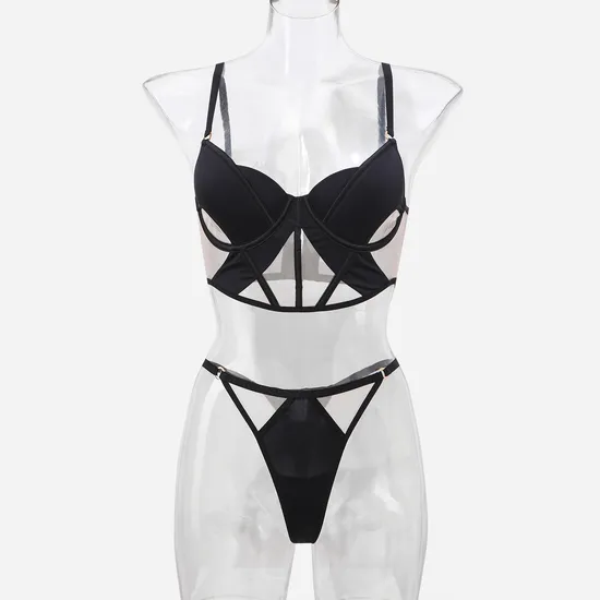 2025 French Smooth Mesh Fishbone Gathering Breathable for Women Soft Bra Breathable Ultra-Thin Set Sexy Underwear Lingerie