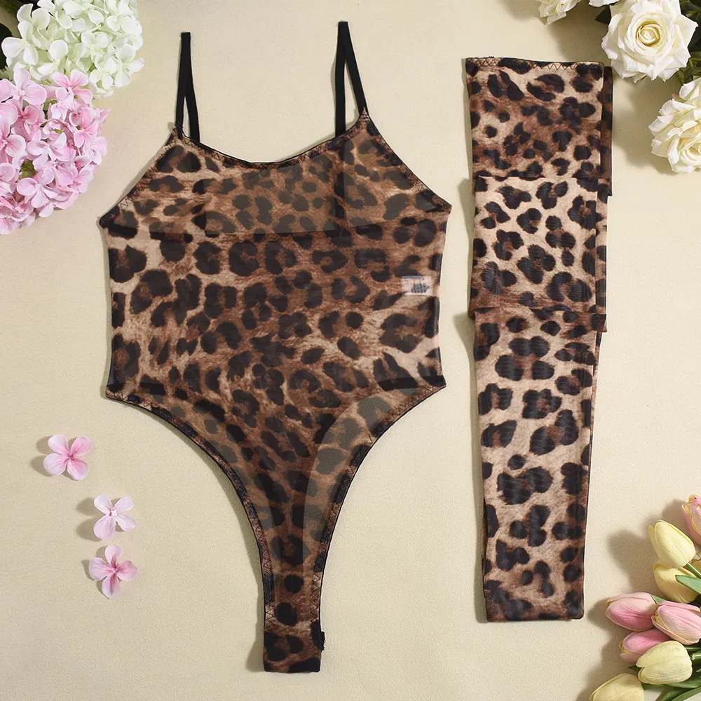 New Ultral-Thin Solid Color Lingerie Sexy See-Through Mesh Woman's One Piece Bodysuit
