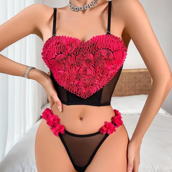 Wholesale 3D Heart Transparent Underwear for Woman New Fashion Ultra-Thin Lingerie