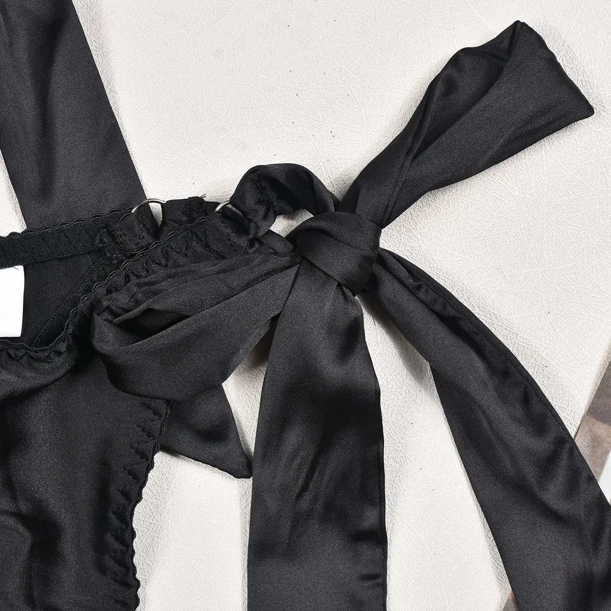 Wholesale Hollow out Woman Underwear Set Sexy Satin Bow Nipple Lingerie