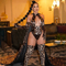 Wholesale Halter Deep-V Backless Underwear Set with Gloves Sexy Leopard Print Lingerie