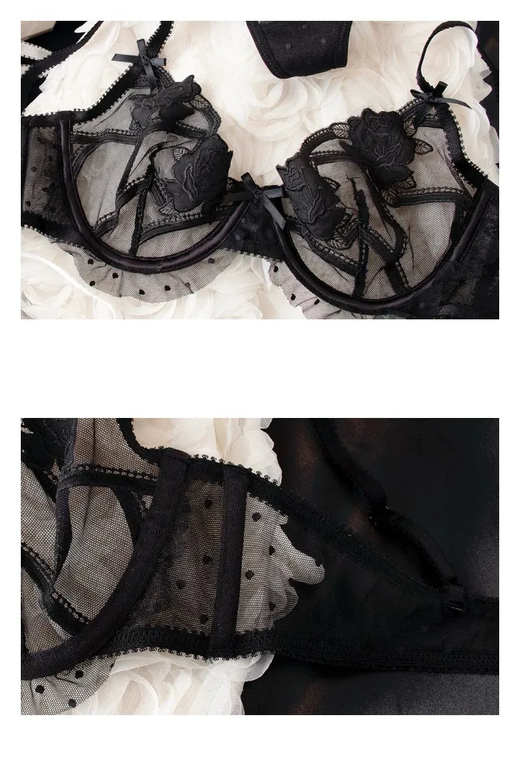 Wholesale See-Through Lace Romantic Anti-Sagging Thongs Breathable for Women Soft Bra Ultra-Thin Set Sexy Underwear Lingerie