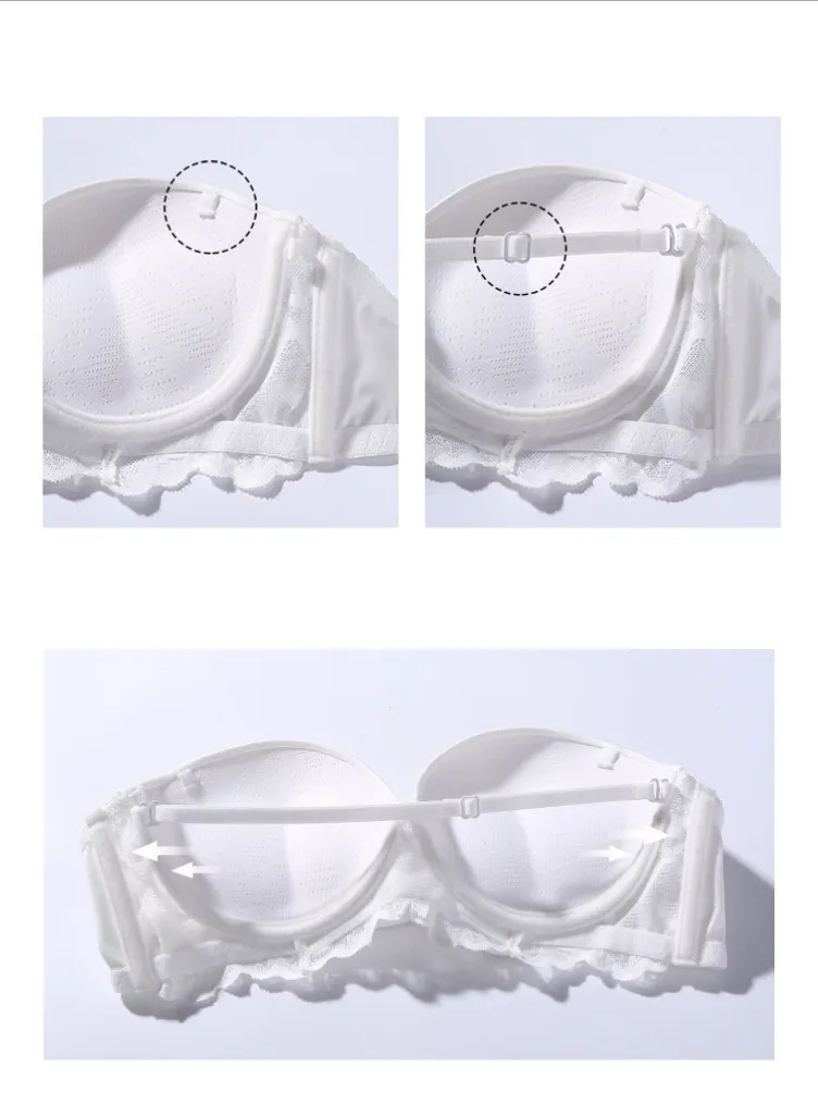 French Ladies Smooth U-Shaped Lace Trim Sexy Breathable Gathering for Women Soft Bra Ultra-Thin Set Sexy Underwear Lingerie