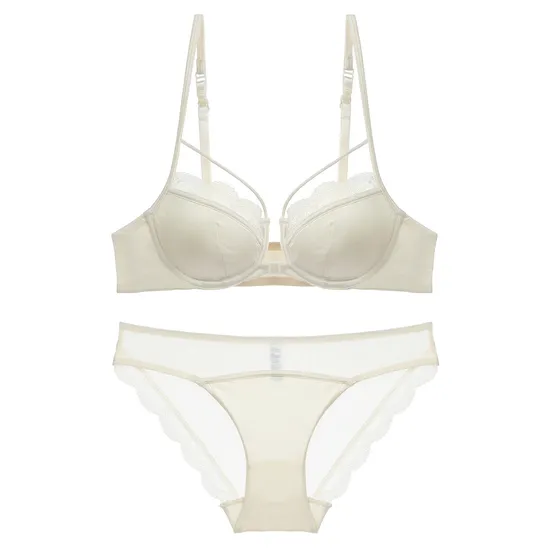 Wholesale Transparent Seduction Front Button for Women Soft Bra U-Shaped Breathable Ultra-Thin Set Sexy Underwear Lingerie