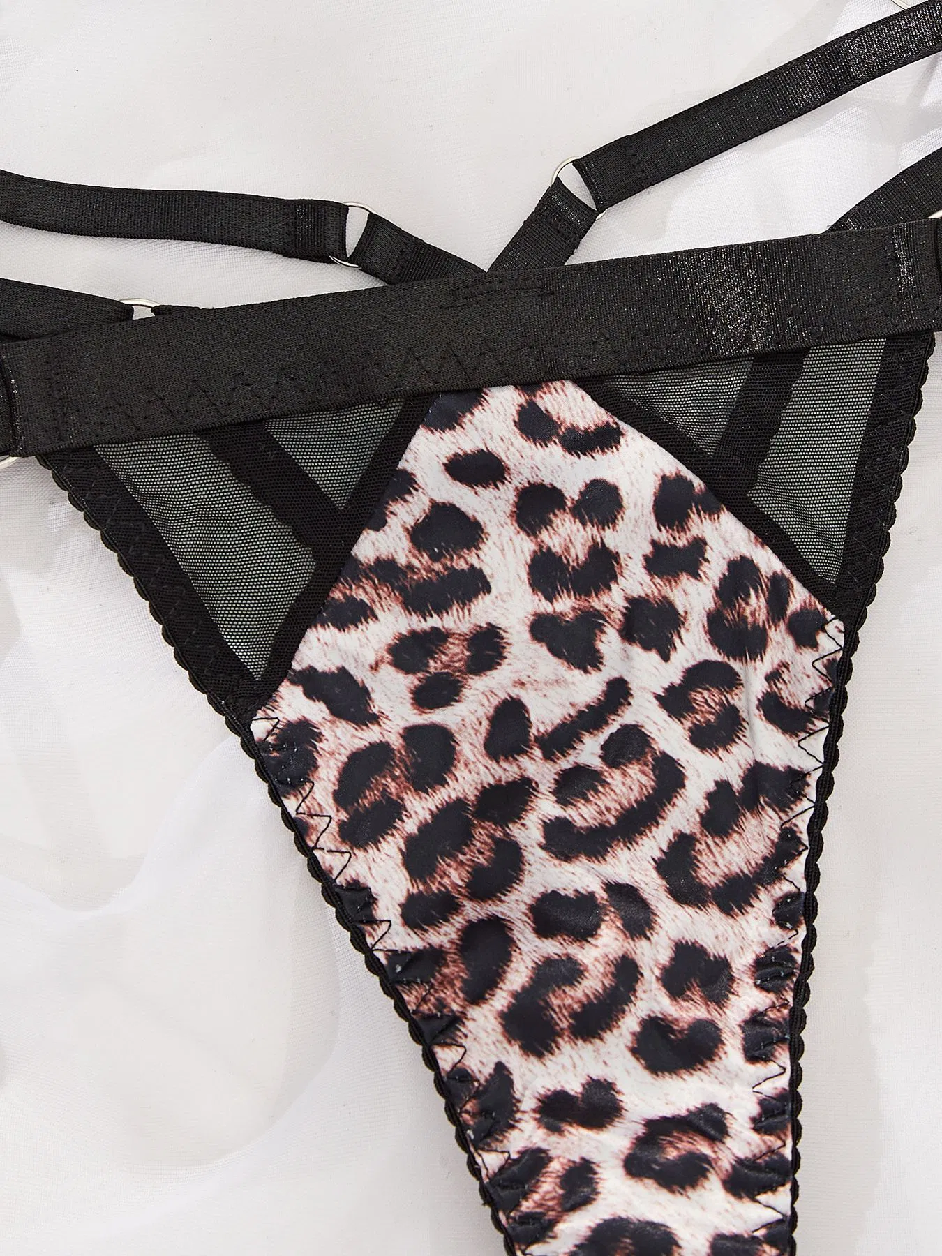New Leopard Printing Utral-Thin Underwear Set Wholesale Sexy Four Piece Woman's Lingerie
