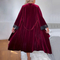 New V-Neck Long Velvet Nightwear Dress Sexy Solid Color with Lace Woman Sleepwear