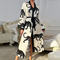 New Arrival Satin Printed Leopard V-Neck Sleepwear Sexy Long Sleeve Woman Robe