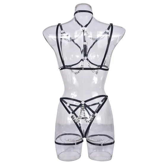 Sexy Hollow out Solid Color Woman Underwear Set for Woman Wholesale Body Chain Lingerie