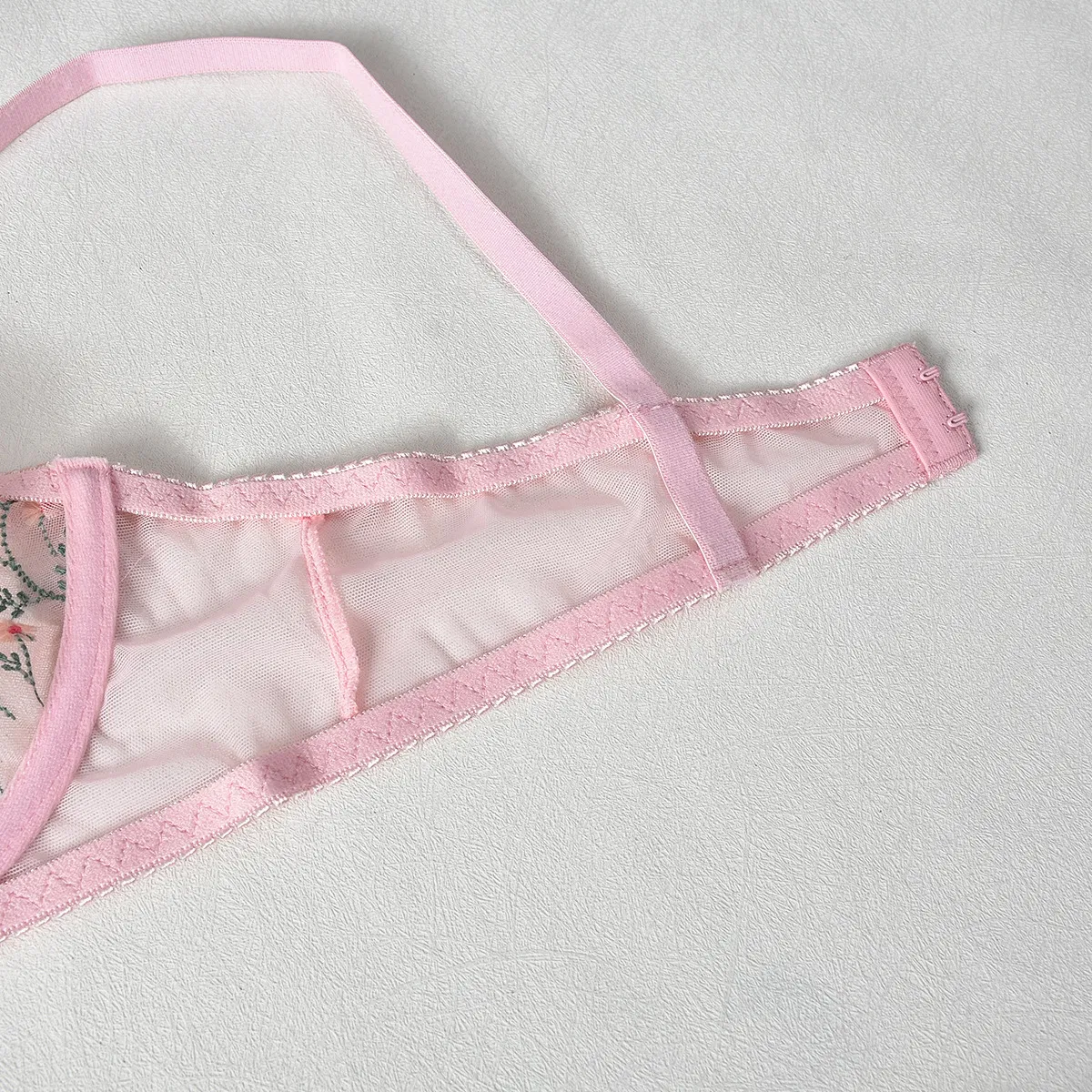 Sexy Floral Embroidery Underwear Set for Woman Wholesale See-Through Mesh Lingerie