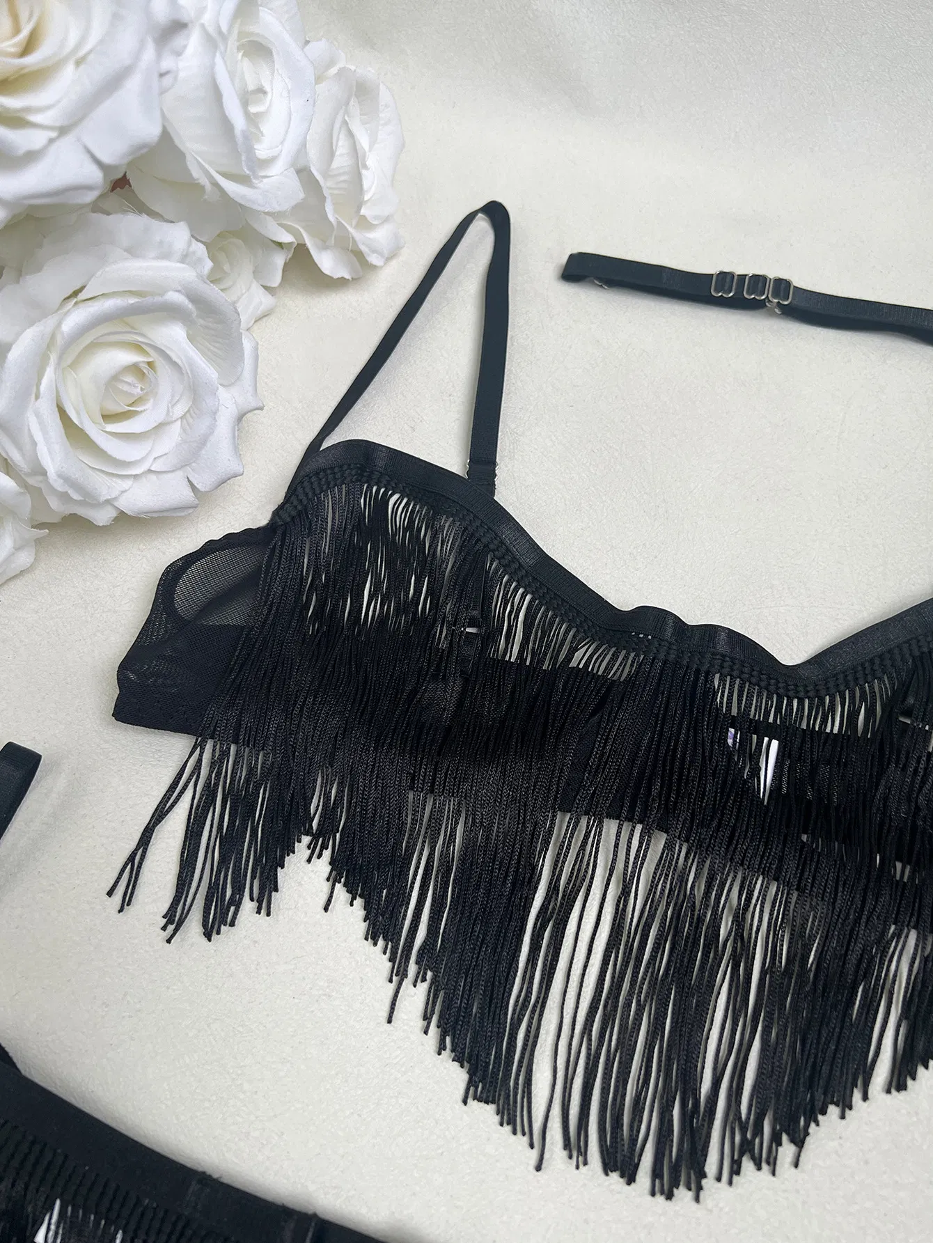 Sexy Transparent Long Tassel Underwear Set for Woman Wholesale Hollow out Lingerie