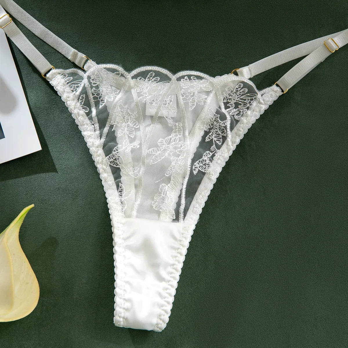 Wholesale Big Size Transparent Mesh Bra Brief Set Sexy Embroidered Sheer Woman Lingerie