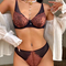 Retro Contrast Color Ultra Thin Breathable Small Floral Two Piece Set Women Sexy Lingerie
