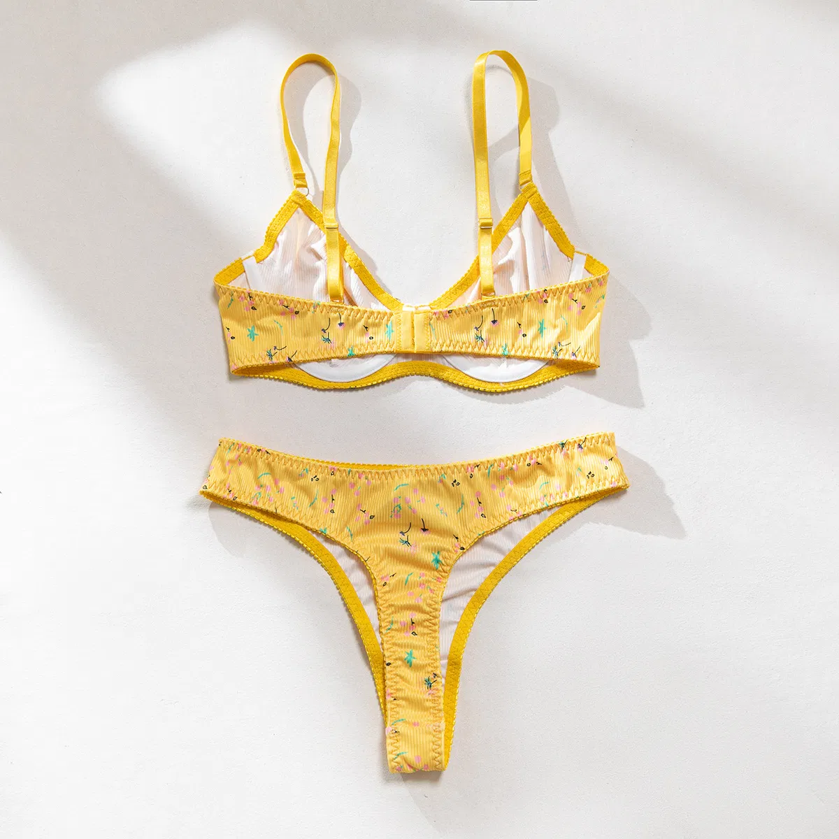 Sexy Flower Print Women's Underwear Set for Summer Wholesale Erotic 2PCS Lingerie