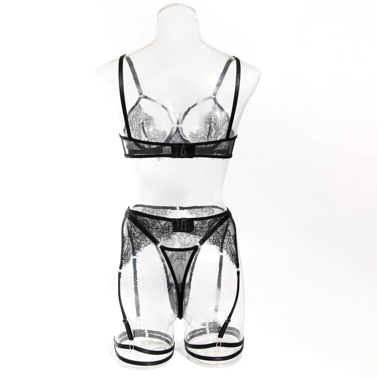 Sexy Eyelash Lace Hollow-out Woman Underwear Set Hot Selling Erotic Transparent Lingerie