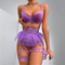 Wholesale 2025 Luxury Garter Belt Underwear Set Sexy See-Through Mesh Skirt Woman's Lingerie