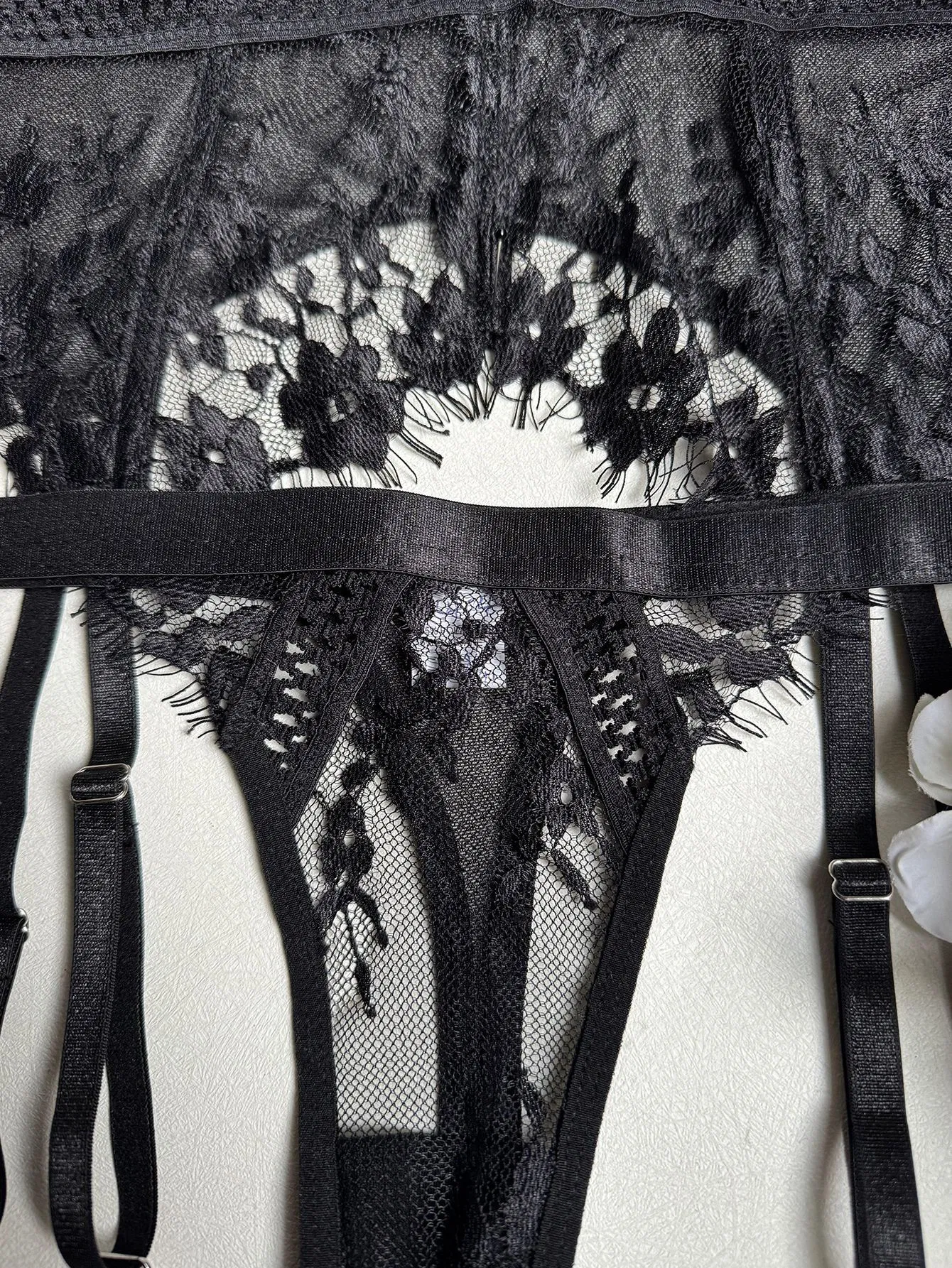 Sexy Transparent Eyelash Lace Underwear Set Wholesale Fishbone Shaping Lingerie