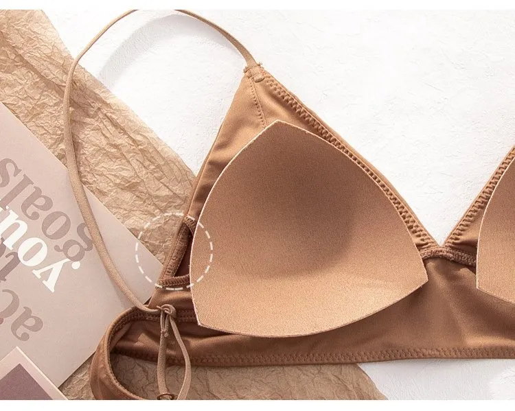 Ladies Summer Sexy Satin Leopard Bra Set Seamless Simple Beautiful Back Underwear