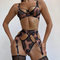 New Design Leopard Print Bra Set with Stockings Wholesale Sexy Transparent Mesh Woman Lingerie