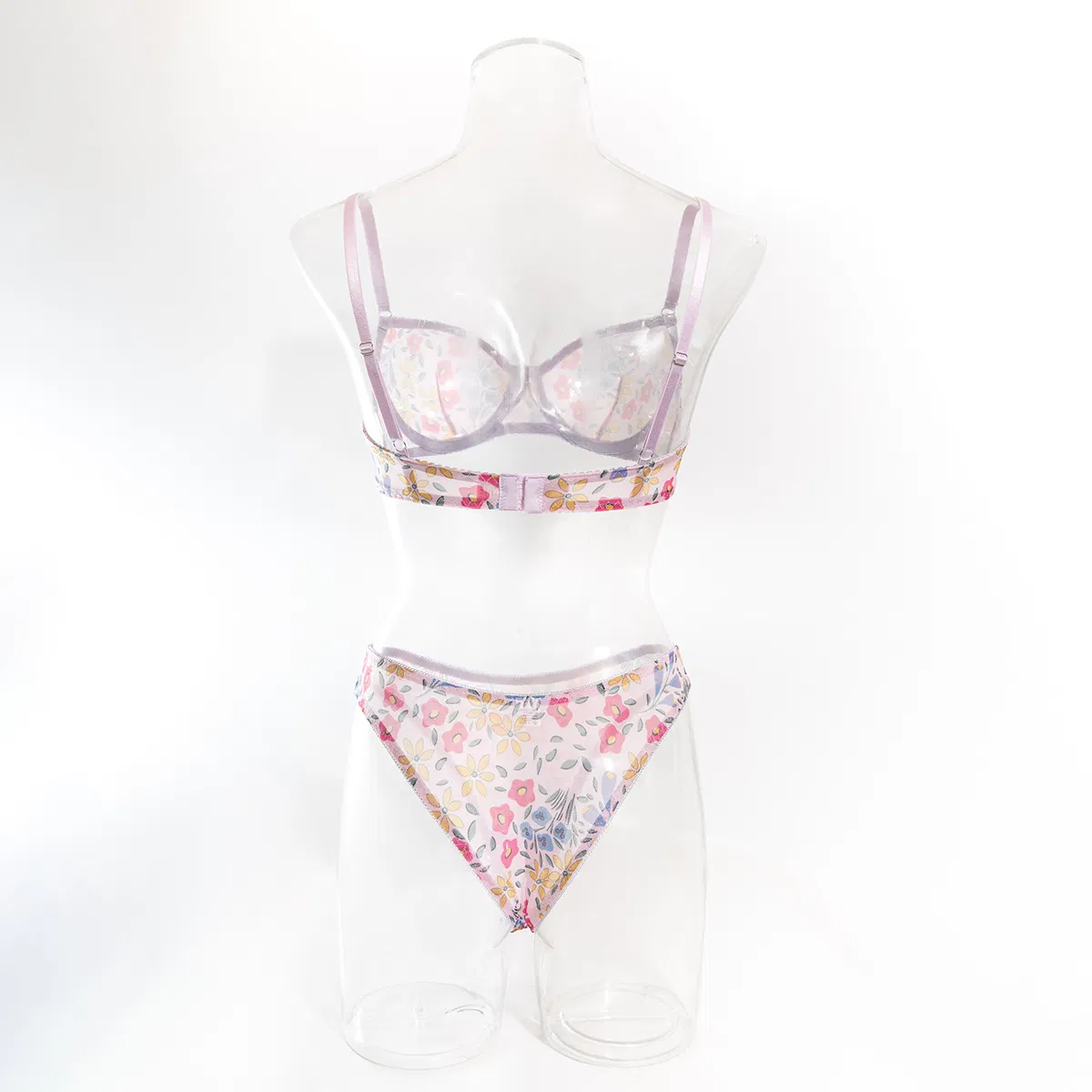 Wholesale Erotic Women's Underwear Set Sexy Floral Print Ultral-Thin 2PCS Lingerie