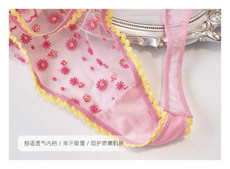 Wholesale High Quality Plus Size Underwear Set Sexy Mesh Lace Floral Sheer Lingerie