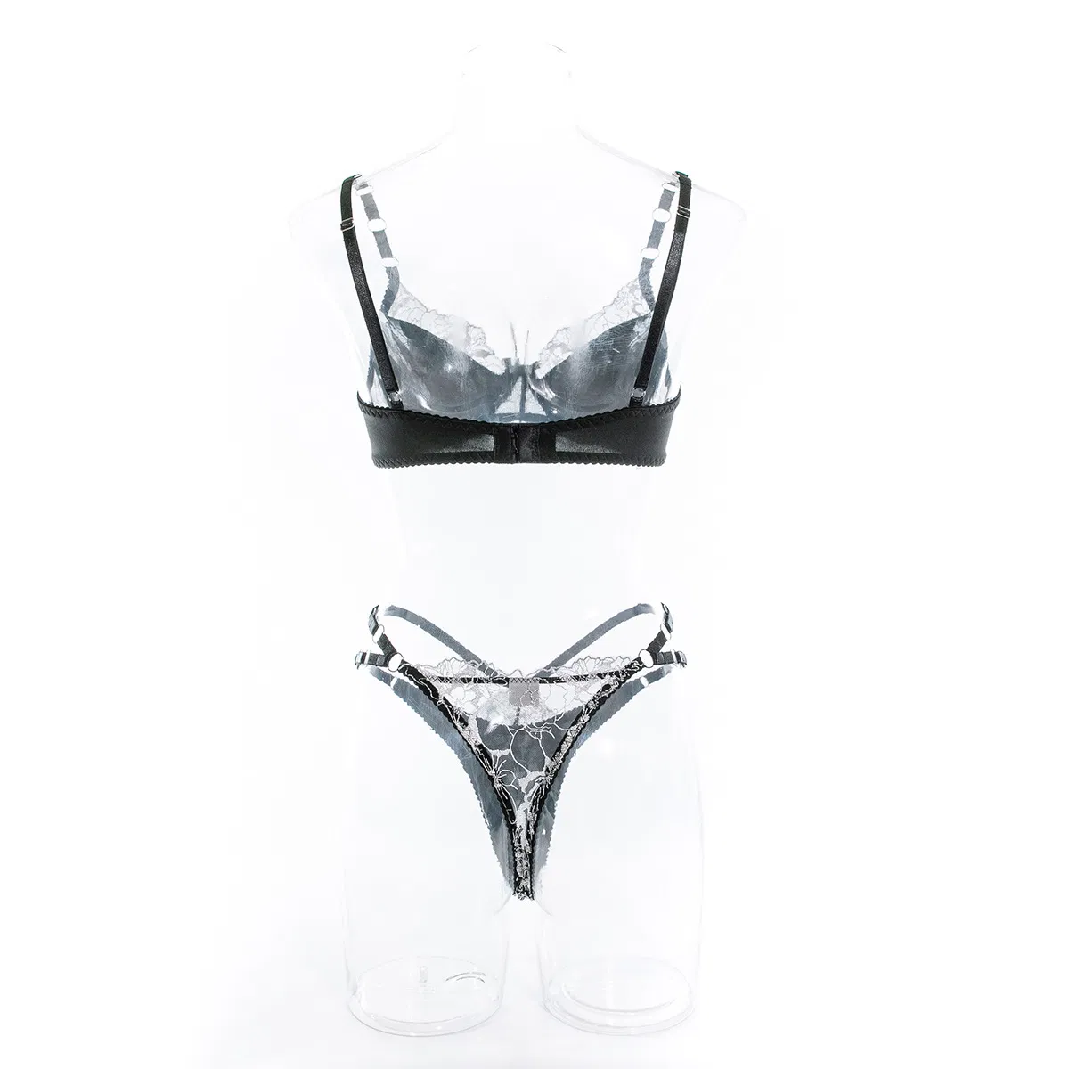 Sexy Double Layer Thin Underwear Set Wholesale Embroidery Transparent Women's Lingerie