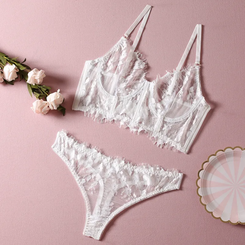 Sexy Fish Bone Embroidery Lace Underwear Wholesale Woman's Lingerie