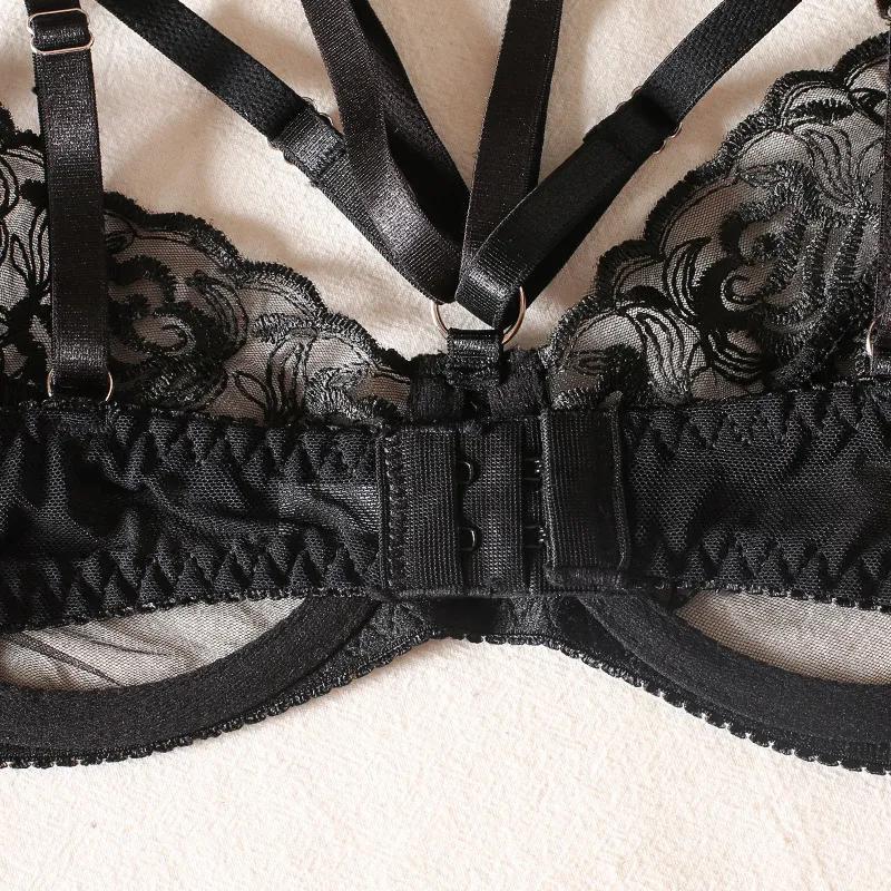 New Luxury Feather Underwear Set Sexy Erotic G-String Embroidered Lace Woman's Lingerie