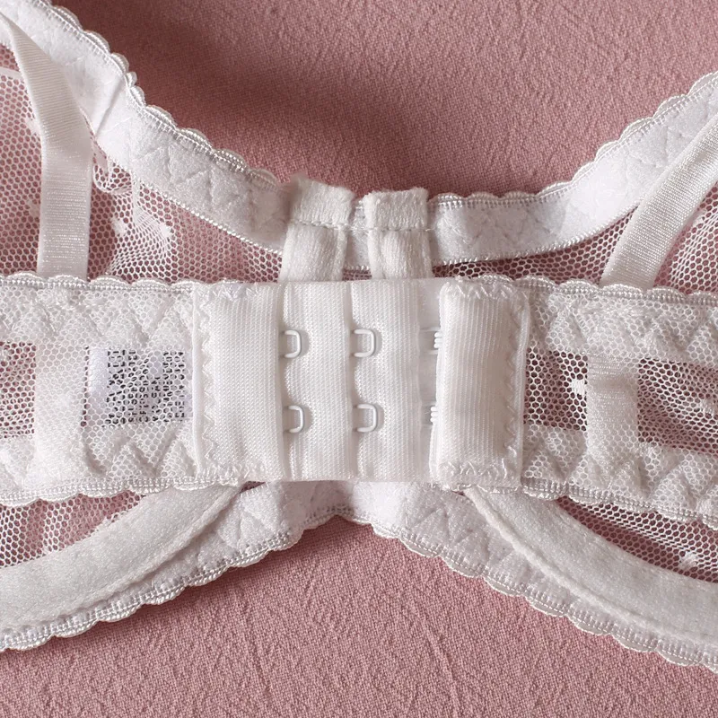 Sexy See-Through Polka Dots Skirt Bra Set Wholesale See-Through Mesh Three Piece Lingerie