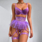 Sexy Transparent Mesh Solid Color Bra Set with Dress Wholesale Luxury Women Lingerie