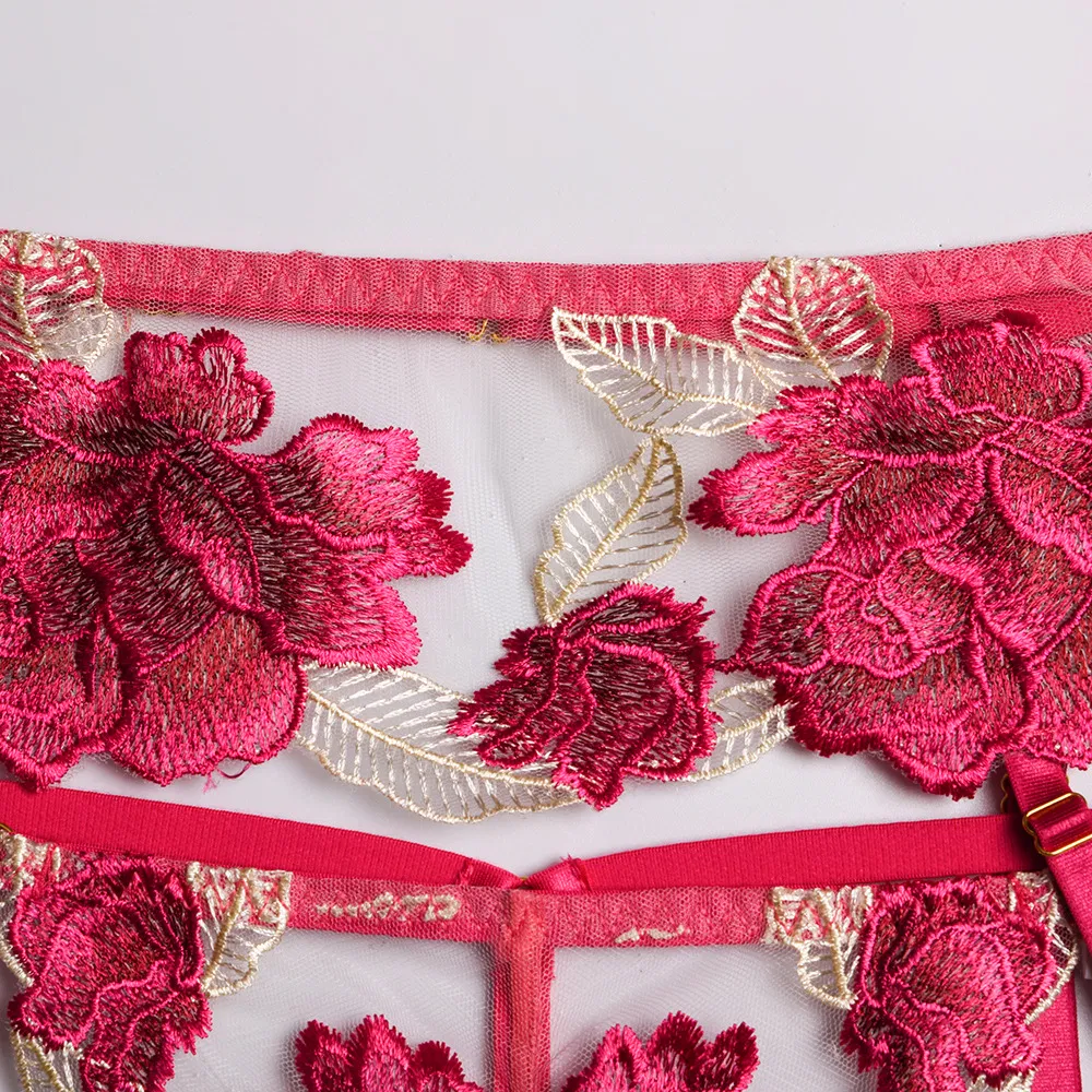New High Quality Flower Embroidery Underwear Set Sexy Women Ultra-Thin Lingerie