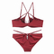 Wholesale French Style Transparent Eyelash Lace Sexy Breathable Satin Ultra-Thin Lingerie for Women Gathering Bra Set Underwear