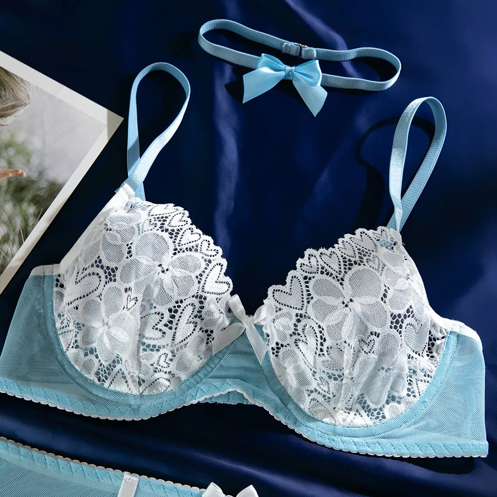 Sexy Ultra-Thin See-Through Underwear Set Wholesale Contrast Color Woman Lingerie