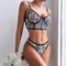 Sexy Fish Bone Contrast Zebra Woman Bra and Thong Set Hot Selling See-Through Mesh Lingerie