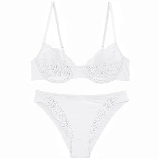 Wholesale French Style Sponge-Free Sexy Lace Breathable Backless Ultra-Thin for Women Bra Set Underwear Lingerie