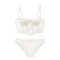 French Solid Color Satin Embroidery Lace Trim Sexy Breathable Patchwork Vest Gathering Bra Underwear Set Sexy Lingerie