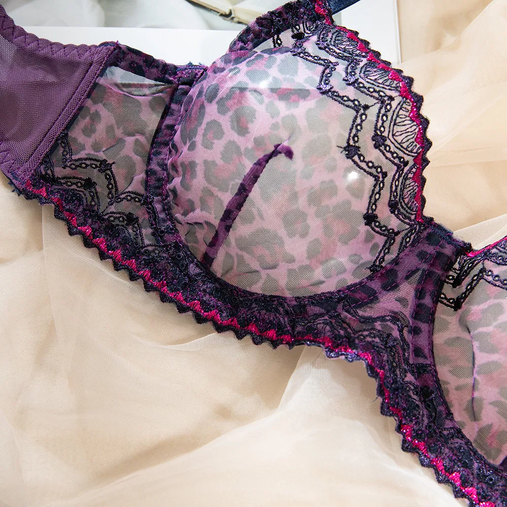 New Arrivals Leopard Print See-Through Mesh Underwear Set Wholesale Ultra-Thin Lingerie