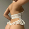 Wholesale Deep V Embroidered Lace Underwear Set for Woman Sexy Prspective Mesh Lingerie