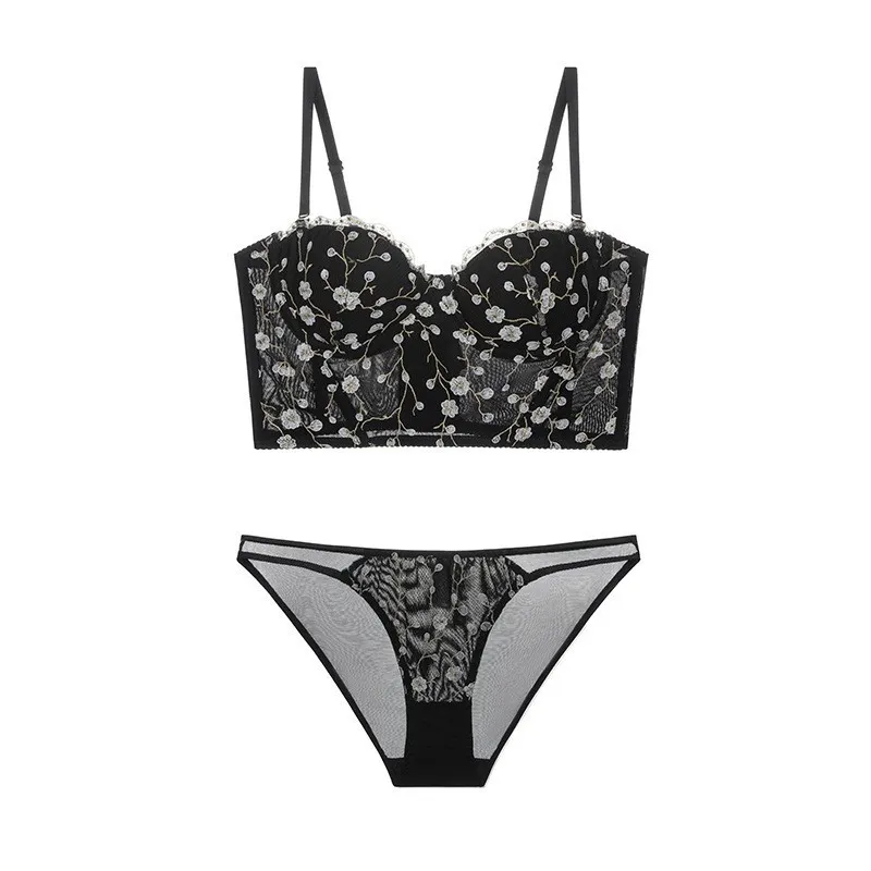 Wholesale French Style Sexy Luxurious Embroidered Lace Breathable Ultra-Thin for Women Bra Set Underwear Lingerie