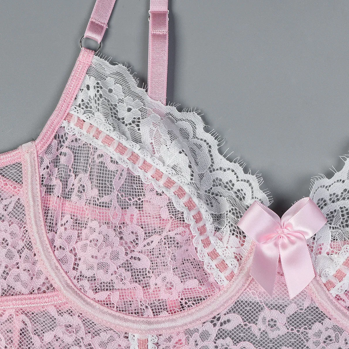 Wholesale Embroidered Elastic Women's Underwear Set Sexy Garter Belt with Stockings Lingerie