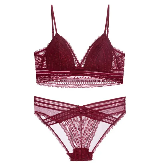Hot Sell Sexy French Ultra-Thin Set U-Shaped Backless Lace for Women Bra Underwear Lingerie