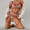 Wholesale Heart-Shaped Embroidery Woman Underwear Set Sexy Transparent Mesh Lingerie