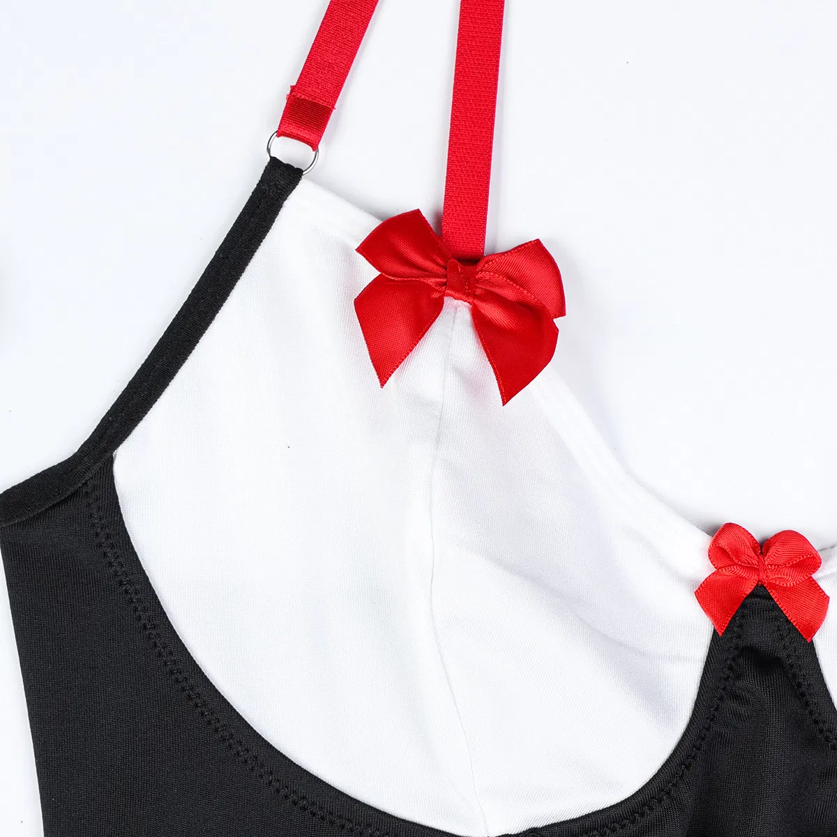 Wholesale Uniform Bow Woman Bra Set with Stocking Sexy Red Miniskirt Lingerie