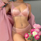 Wholesale for Women French Solid Color Breathable Deep V Satin Ultra-Thin Underwear Soft Sexy Bra Set Lingerie